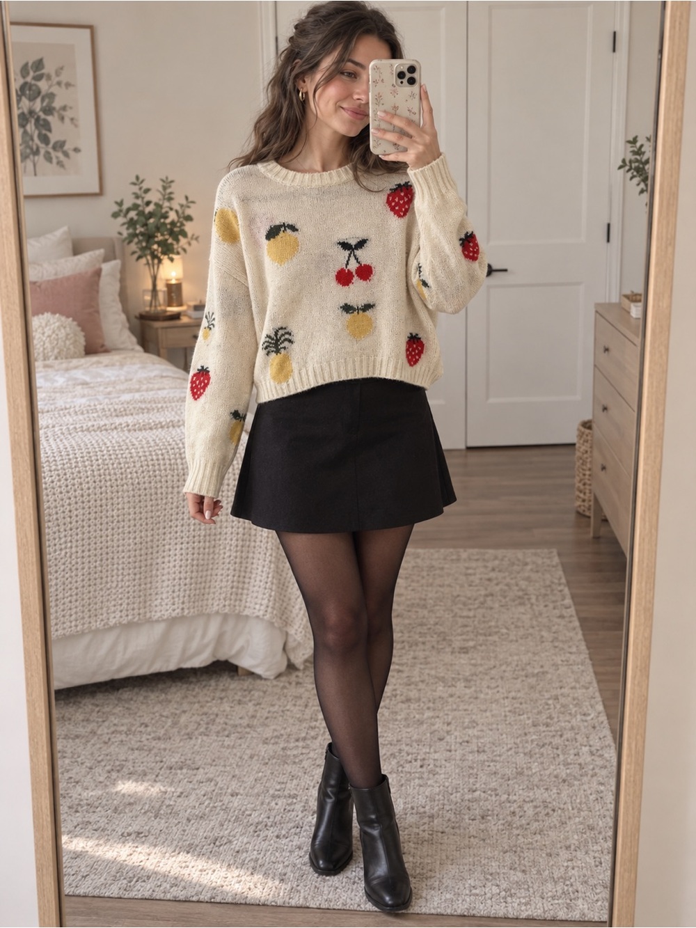 Kori America multi color fruit sweater size small